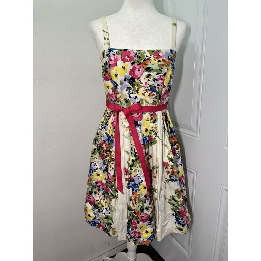 Jessica Mcclintock Dress‎ Womens 10 White Floral Prom Tulle Square Neck Pouf
